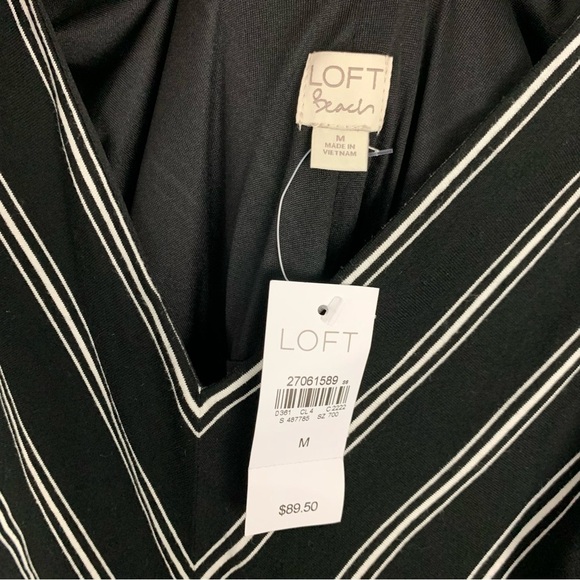 Loft Beach Black Striped Sleeveless Waist Tie Maxi Dress Medium - Picture 7 of 11